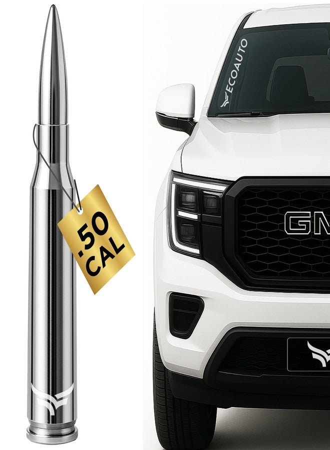 EcoAuto 50 Cal Badass Bullet Antenna® Fits Chevy Silverado & GMC Sierra Truck Accessories — Short Replacement Antenna for Trucks — Chevy Silverado 1500 Accessories — Ditch The Whip & Upgrade Your Truck - Image 1